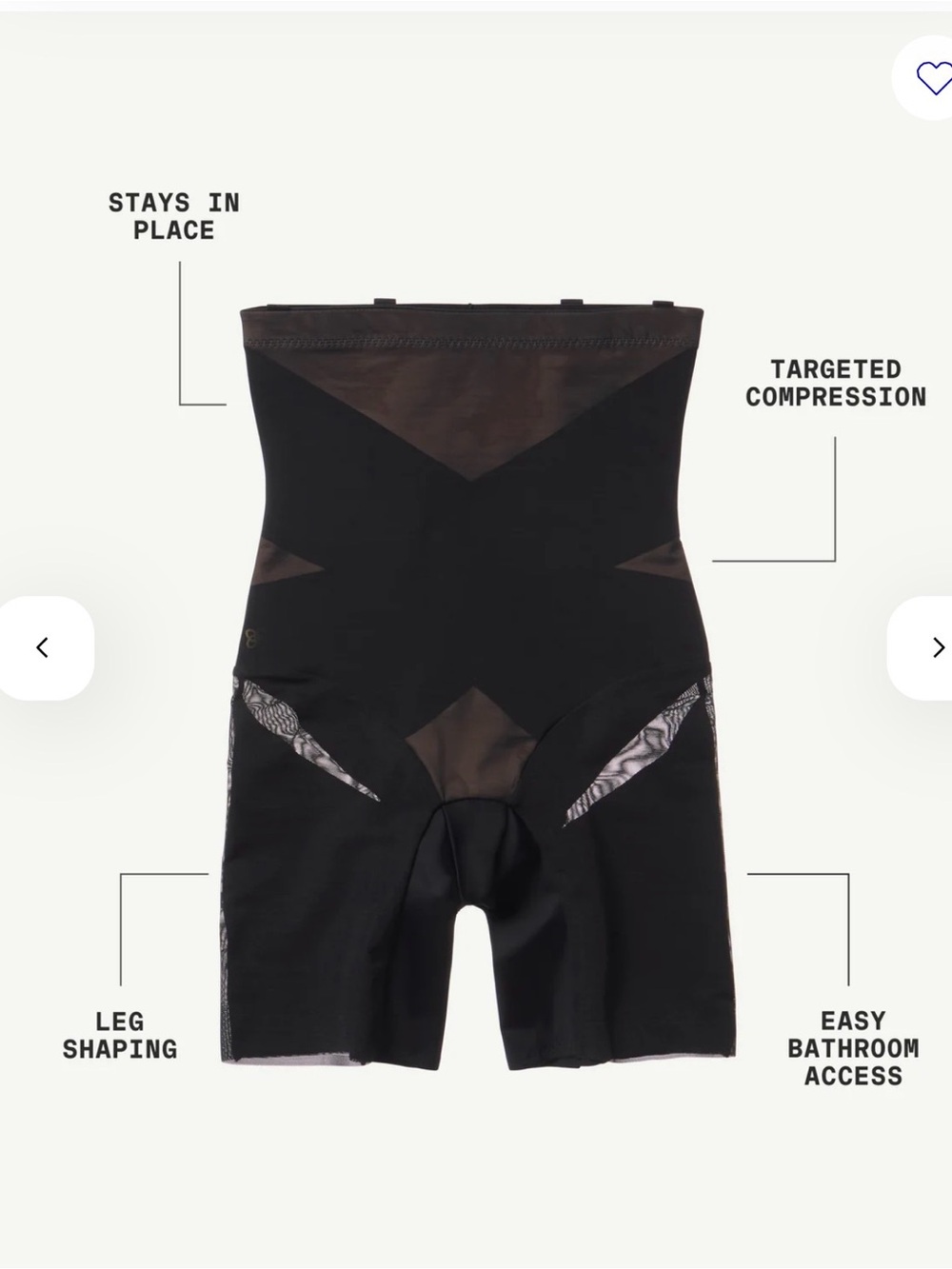 Black High-Waist Shapewear Shorts with Mesh Panels